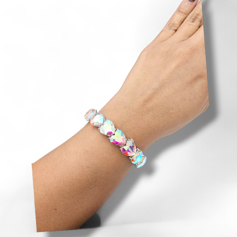 Rhodium  Iridecent  Heart  bracelet